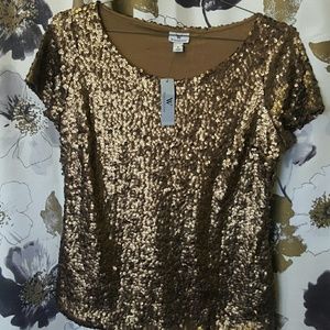 Gold Sequin Worthington Top